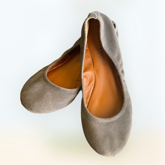 Cute Lucky Brand Emmie Taupe Leather Ballet Flats 8.5W - Picture 5 of 6